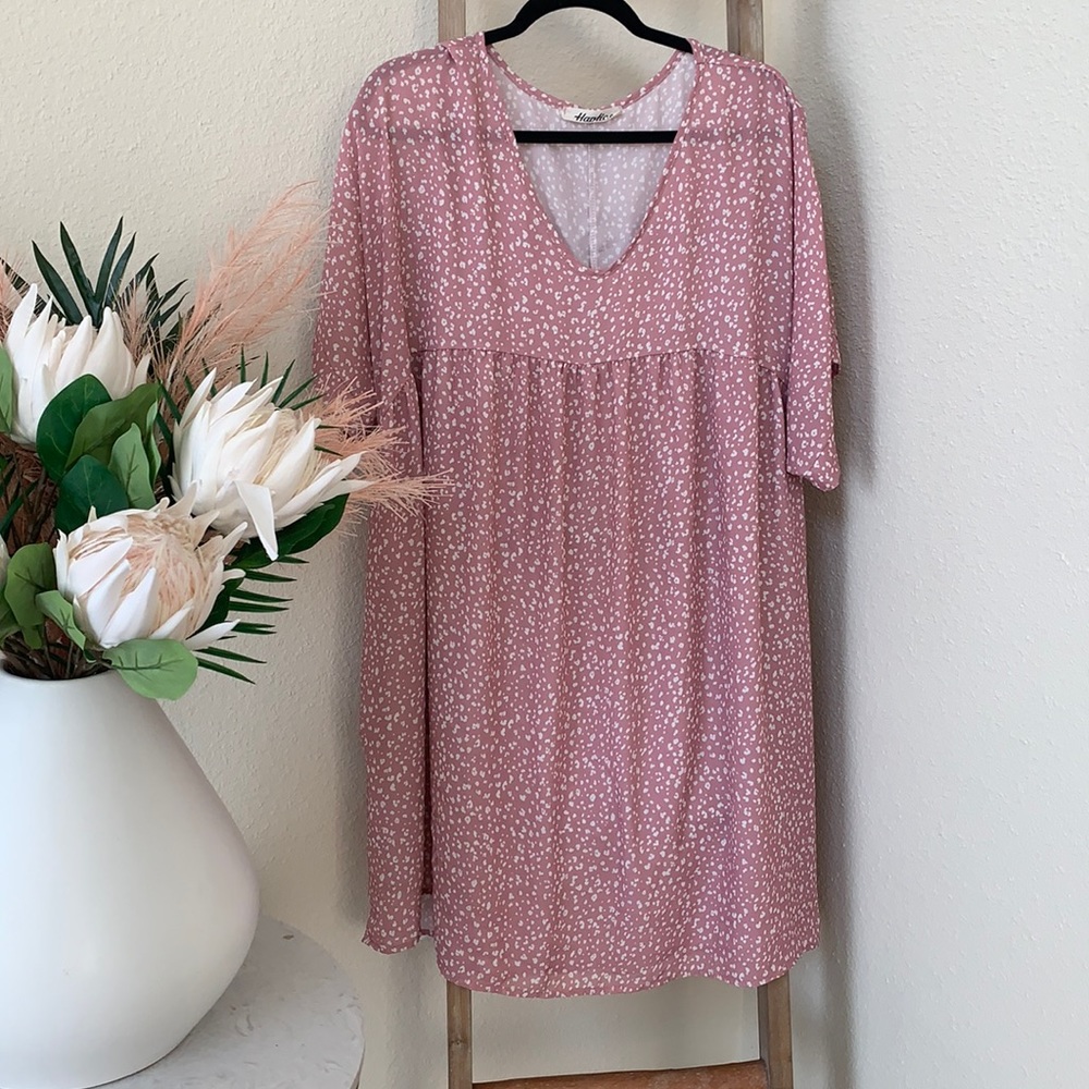 Knee length flowy dress WITH POCKETS pink cheetah